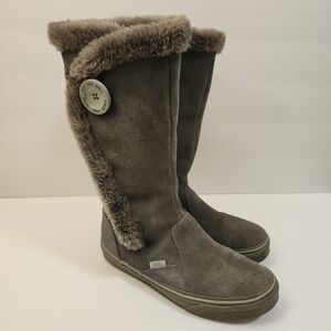 VANS PHOEBE GREY SUEDE FAUX FUR ATHLETIC WINTER BOOT WOMENS SIZE 7.5 EU 38